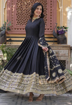 Load image into Gallery viewer, Black Georgette Readymade Long Anarkali Suit