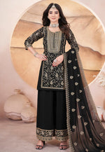 Load image into Gallery viewer, Black Georgette Readymade Palazzo Suit
