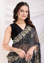 Load image into Gallery viewer, Black Georgette Saree With Blouse