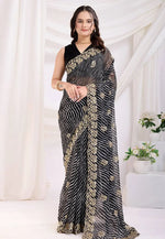 Load image into Gallery viewer, Black Georgette Saree With Blouse
