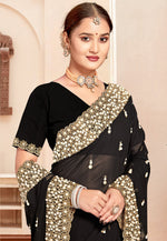 Load image into Gallery viewer, Black Georgette Saree With Blouse