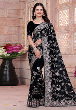 Load image into Gallery viewer, Black Georgette Saree With Blouse