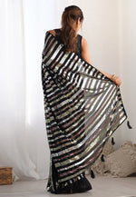 Load image into Gallery viewer, Black Georgette Saree With Blouse