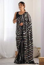 Load image into Gallery viewer, Black Georgette Saree With Blouse