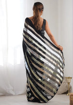Load image into Gallery viewer, Black Georgette Saree With Blouse