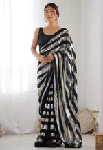 Load image into Gallery viewer, Black Georgette Saree With Blouse