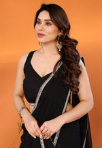 Load image into Gallery viewer, Black Georgette Saree With Blouse