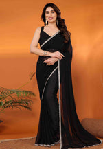 Load image into Gallery viewer, Black Georgette Saree With Blouse