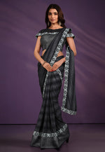 Load image into Gallery viewer, Black Lycra Lehenga Saree