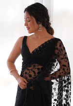 Load image into Gallery viewer, Black Net Saree With Blouse