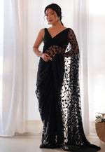 Load image into Gallery viewer, Black Net Saree With Blouse