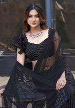 Load image into Gallery viewer, Black Net Sequence Saree