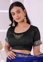 Load image into Gallery viewer, Black Satin Silk Readymade Blouse