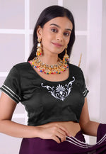 Load image into Gallery viewer, Black Satin Silk Readymade Blouse