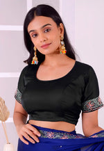 Load image into Gallery viewer, Black Satin Silk Readymade Blouse