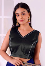 Load image into Gallery viewer, Black Satin Silk Readymade Blouse