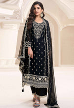 Load image into Gallery viewer, Black Silk Chiffon Pant Style Suit