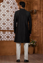 Load image into Gallery viewer, Black Silk Indo Western Sherwani