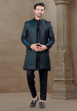 Load image into Gallery viewer, Black Silk Indo Western Suit