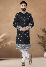 Load image into Gallery viewer, Black Silk Indo Western Suit