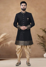 Load image into Gallery viewer, Black Silk Indo Western Suit