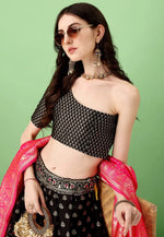 Load image into Gallery viewer, Black Silk Jacquard Lehenga Choli
