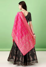 Load image into Gallery viewer, Black Silk Jacquard Lehenga Choli