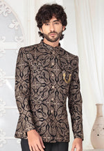 Load image into Gallery viewer, Black Silk Jodhpuri Suit