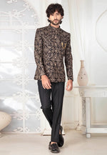 Load image into Gallery viewer, Black Silk Jodhpuri Suit