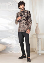 Load image into Gallery viewer, Black Silk Jodhpuri Suit