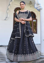 Load image into Gallery viewer, Black Silk Lehenga Choli