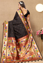 Load image into Gallery viewer, Black Silk Paithani Saree