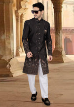 Load image into Gallery viewer, Black Silk Pakistani Sherwani
