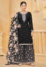 Load image into Gallery viewer, Black Silk Palazzo Suit