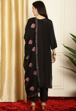 Load image into Gallery viewer, Black Silk Pant Style Suit