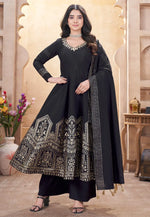 Load image into Gallery viewer, Black Silk Readymade Pakistani Suit