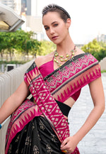 Load image into Gallery viewer, Black Silk Saree With Blouse