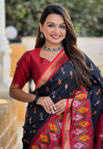 Load image into Gallery viewer, Black Silk Saree With Blouse