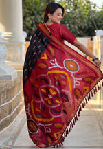 Load image into Gallery viewer, Black Silk Saree With Blouse