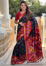 Load image into Gallery viewer, Black Silk Saree With Blouse