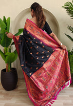Load image into Gallery viewer, Black Silk Saree With Blouse