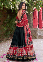 Load image into Gallery viewer, Black Tussar Silk Circular Lehenga Choli