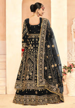 Load image into Gallery viewer, Black Velvet Indo Western Lehenga Choli