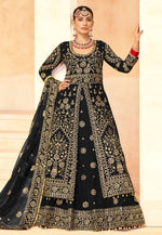 Load image into Gallery viewer, Black Velvet Indo Western Lehenga Choli