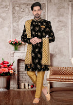 Load image into Gallery viewer, Black Velvet Indo Western Sherwani