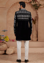 Load image into Gallery viewer, Black Velvet Indo Western Sherwani