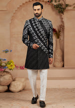 Load image into Gallery viewer, Black Velvet Indo Western Sherwani