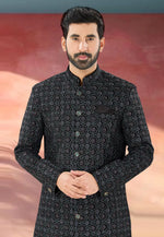Load image into Gallery viewer, Black Velvet Indo Western Sherwani