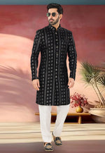 Load image into Gallery viewer, Black Velvet Indo Western Sherwani