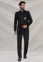 Load image into Gallery viewer, Black Velvet Jodhpuri Suit